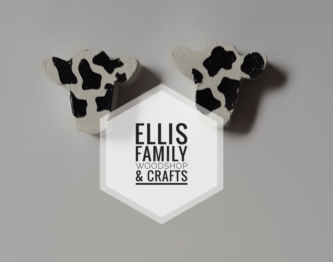 Cow head stud earrings