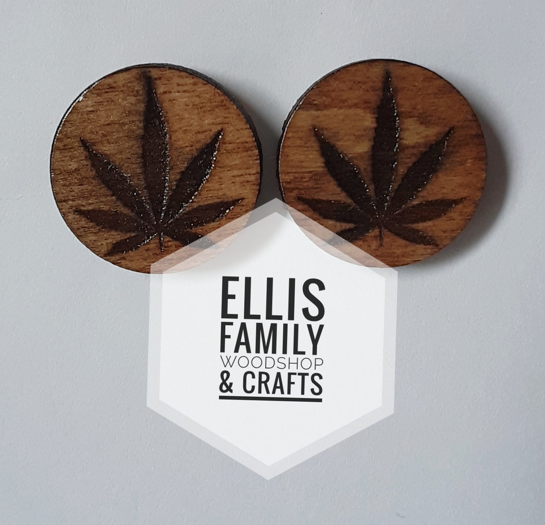 Marijuana leaf stud earrings